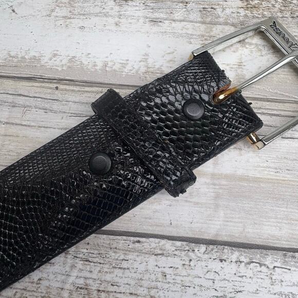 Nocona Belt Genuine Lizard Made in US Black Sz 34 Exotic Western Cowgirl - Picture 4 of 10